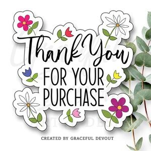 🌷Thank you for your purchase- Sticker 2" (inches)(48ct.)  [GD66-48]